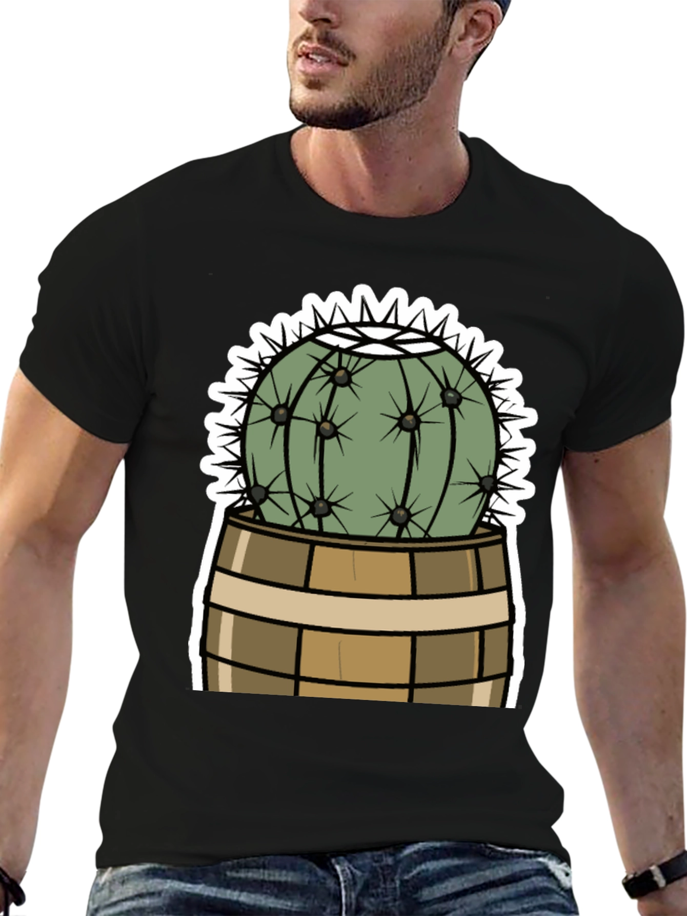 Cactus in Barrel Graphic Tee - Unique Desert Style