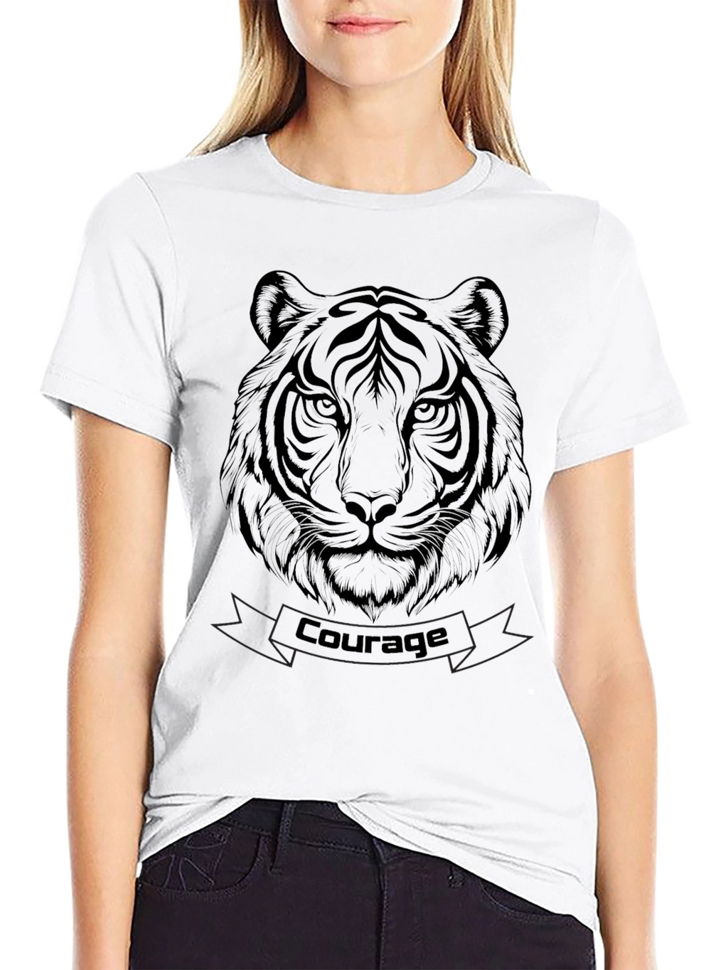 Courage Tiger Graphic Tee - Black