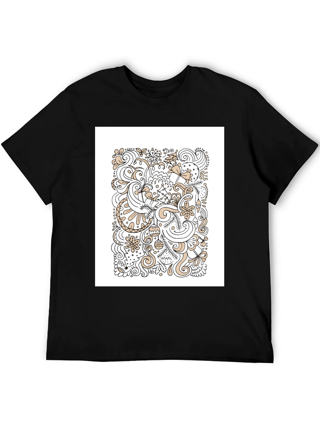 Abstract Doodle Art Black T-Shirt