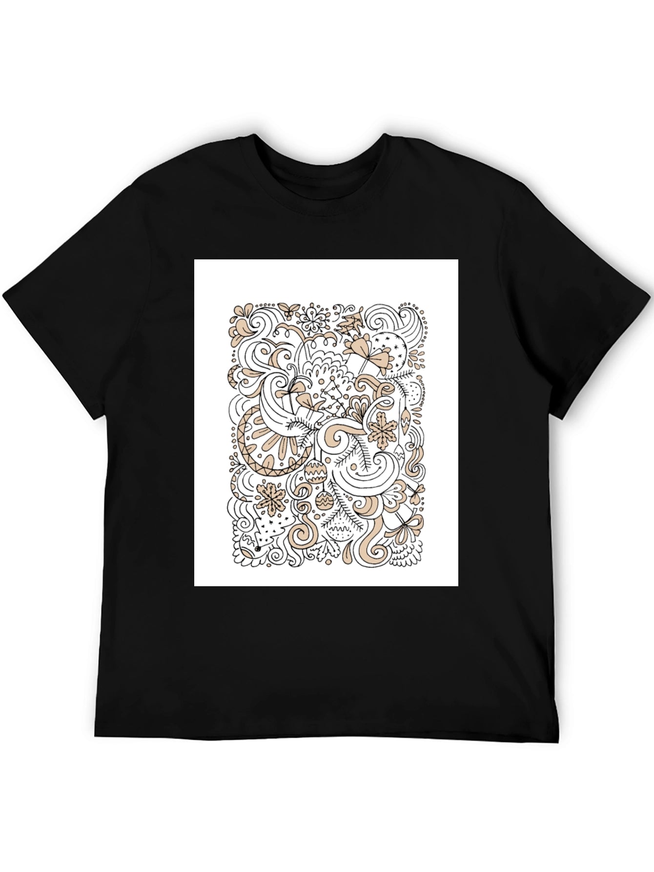 Abstract Doodle Art Black T-Shirt