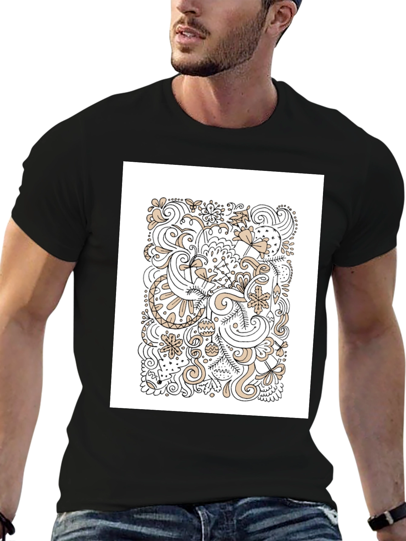 Abstract Doodle Art Black T-Shirt