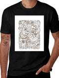 Abstract Doodle Art Black T-Shirt