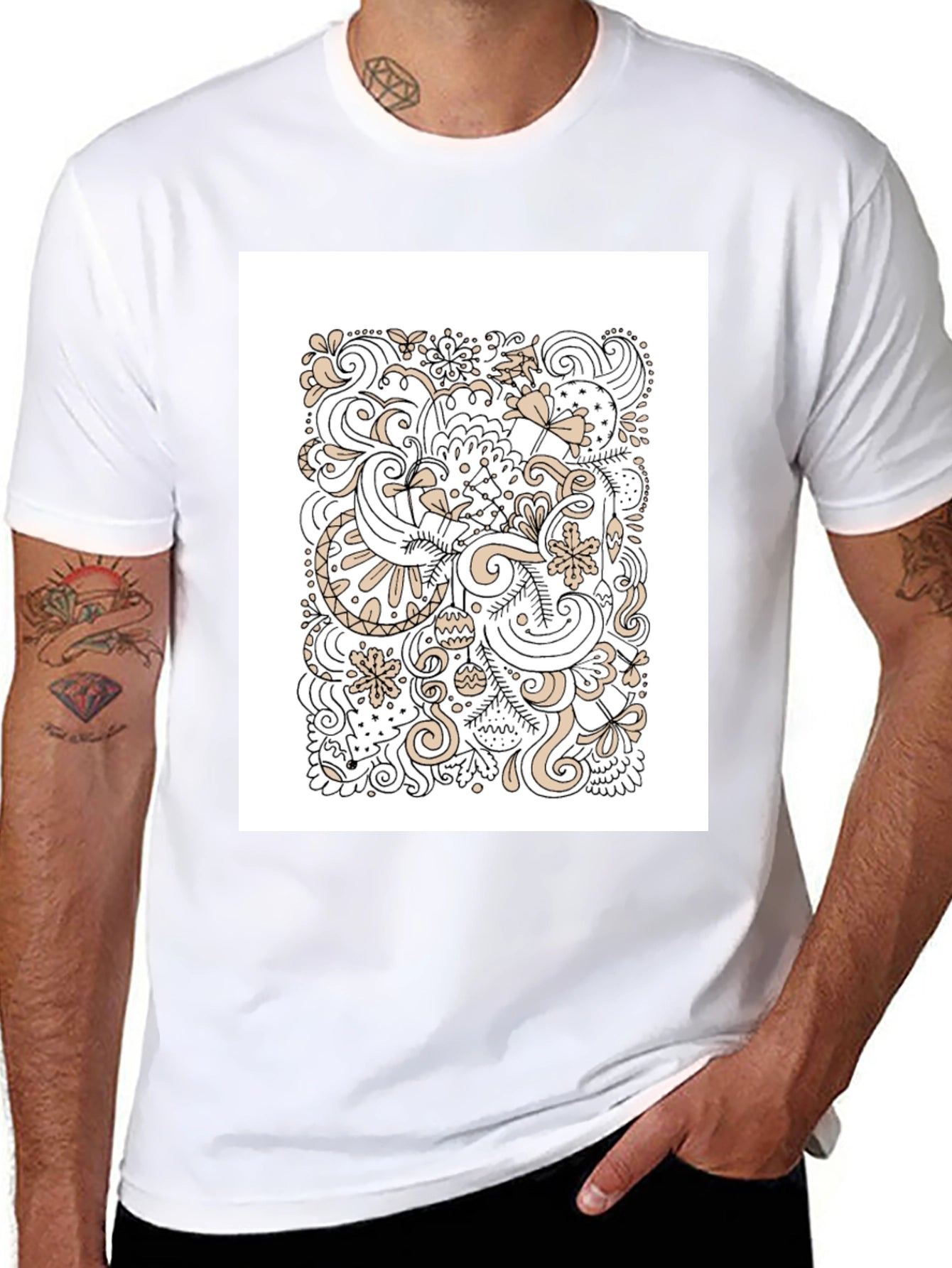 Abstract Doodle Art Black T-Shirt