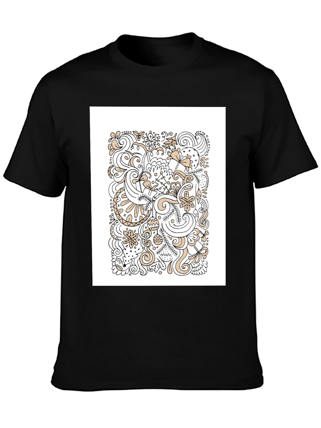Abstract Doodle Art Black T-Shirt