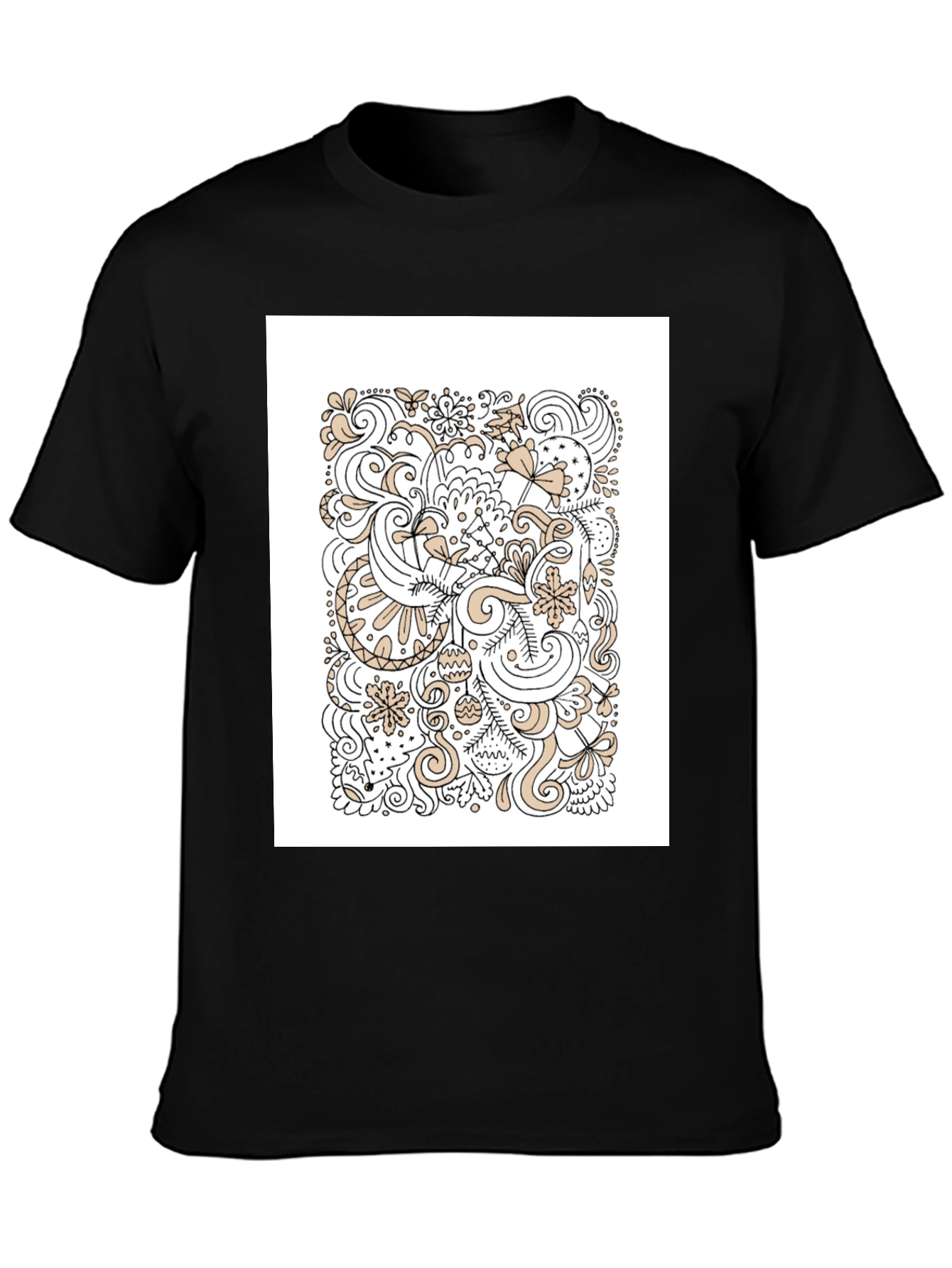 Abstract Doodle Art Black T-Shirt