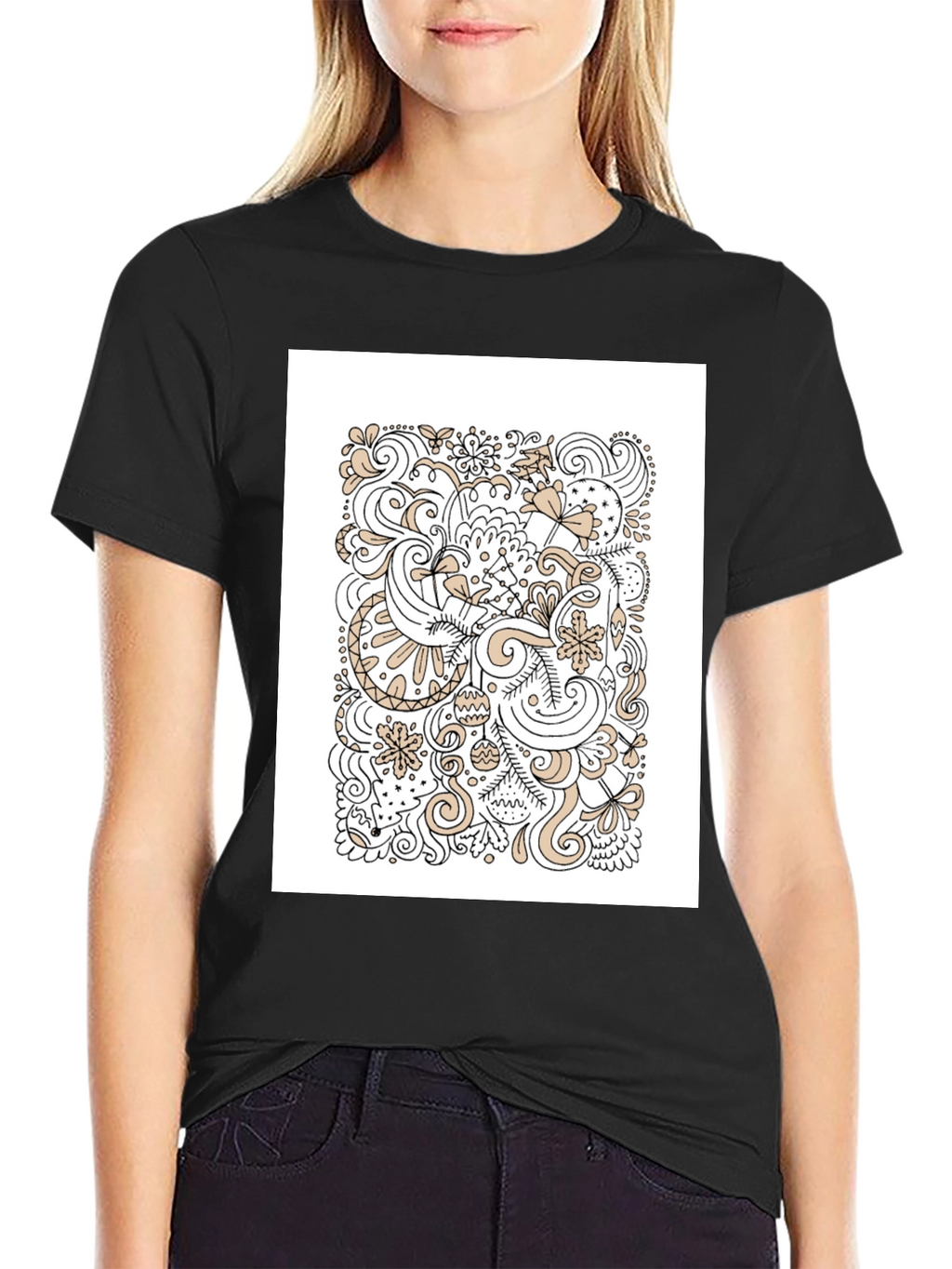 Abstract Doodle Art Black T-Shirt