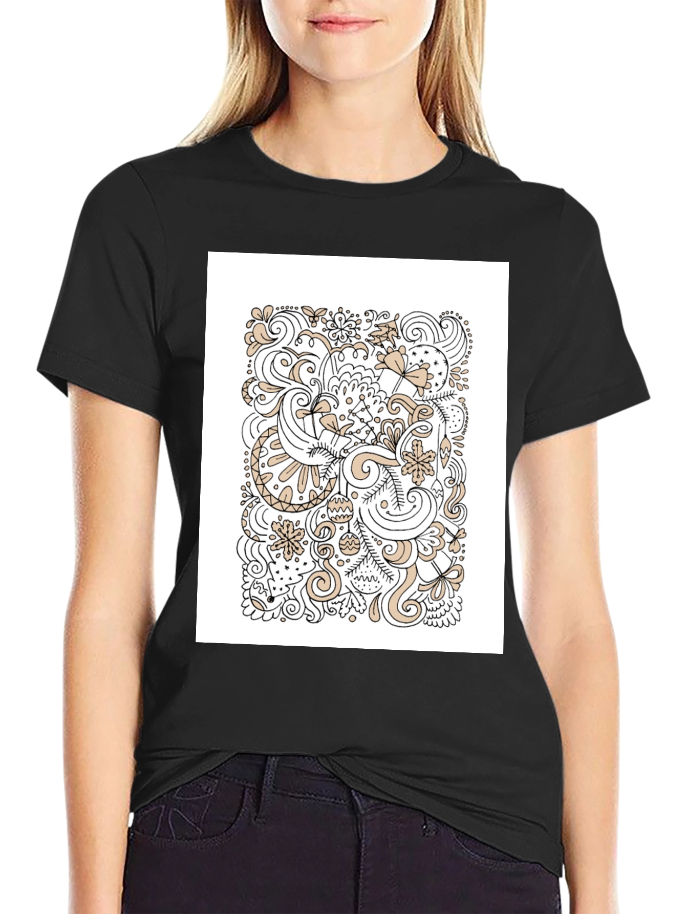 Abstract Doodle Art Black T-Shirt