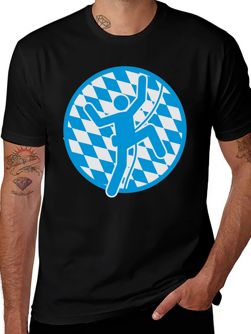 Climbing Bavarian T-Shirt - Black Cotton Tee