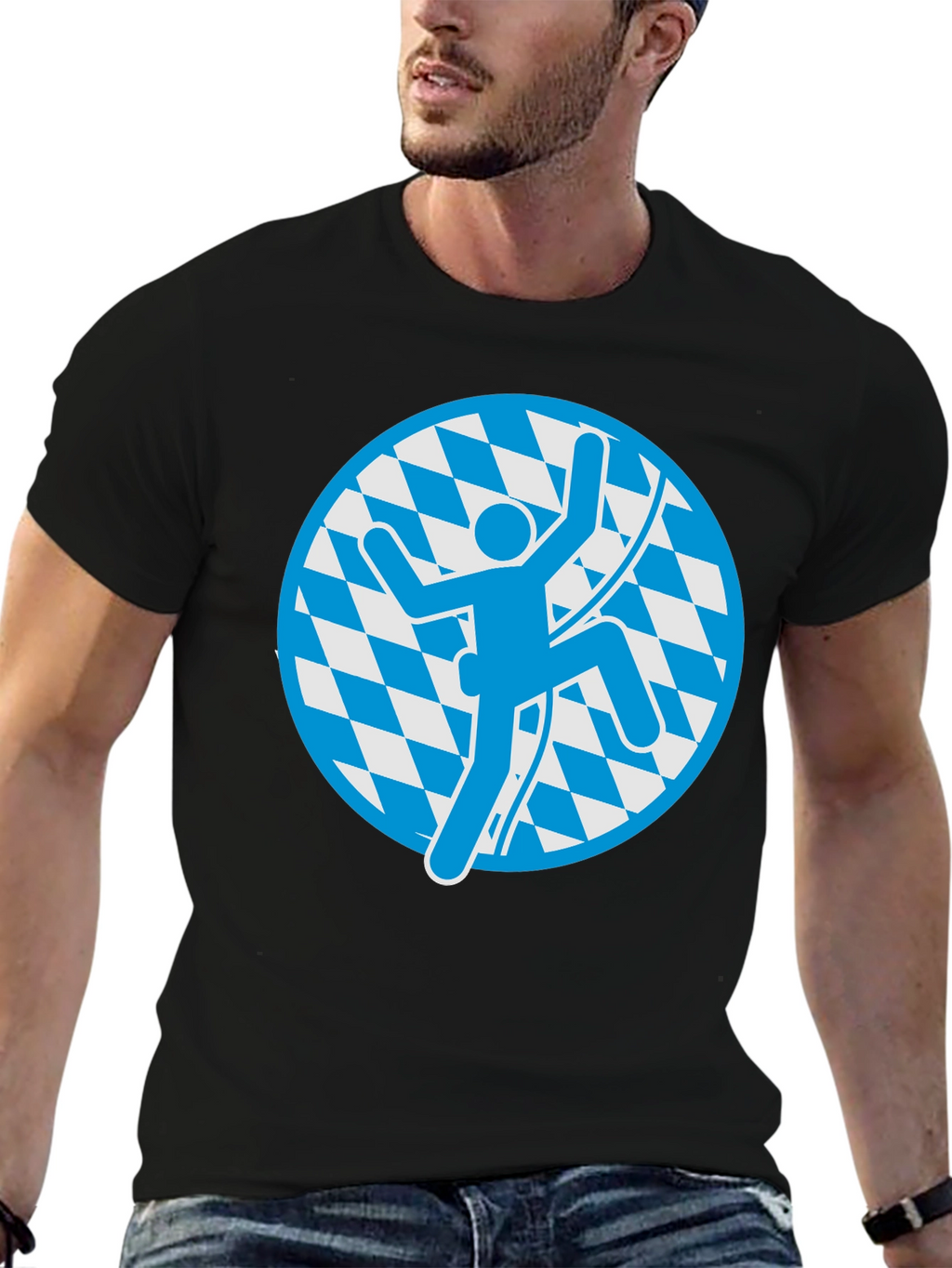 Climbing Bavarian T-Shirt - Black Cotton Tee