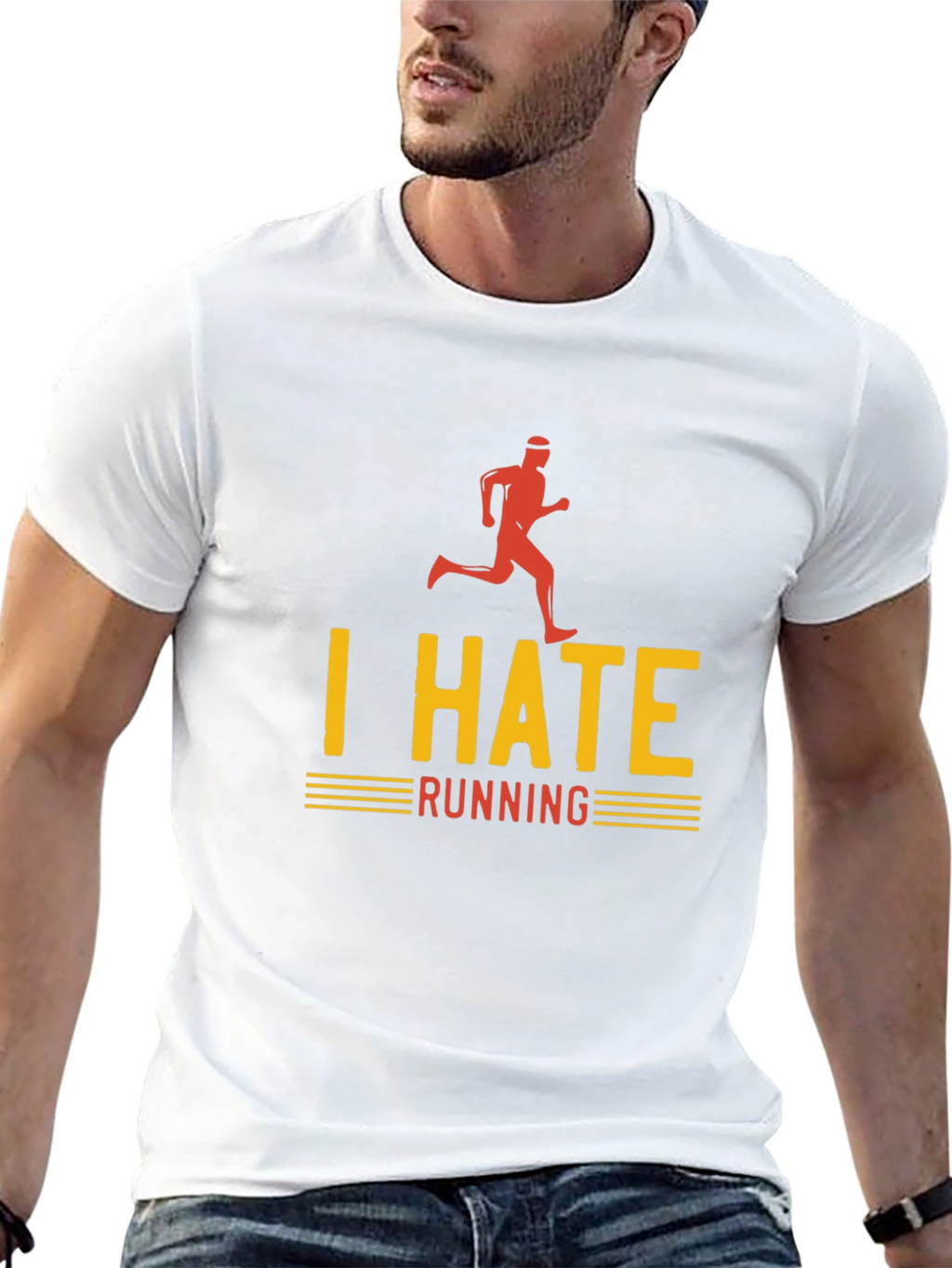 I Hate Running Graphic T-Shirt - Funny Runner Tee
