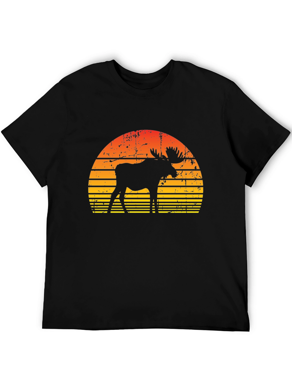 Retro Moose Sunset Graphic T-Shirt
