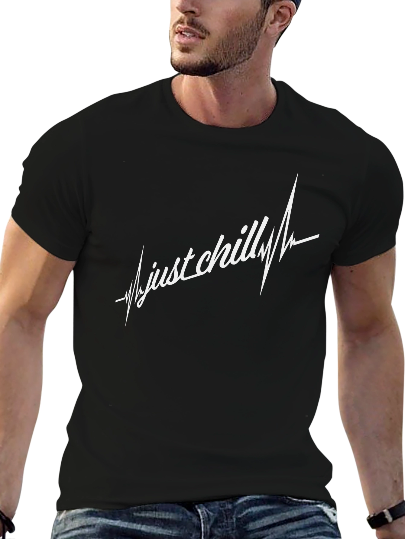 Just Chill T-Shirt - Black Crew Neck Tee