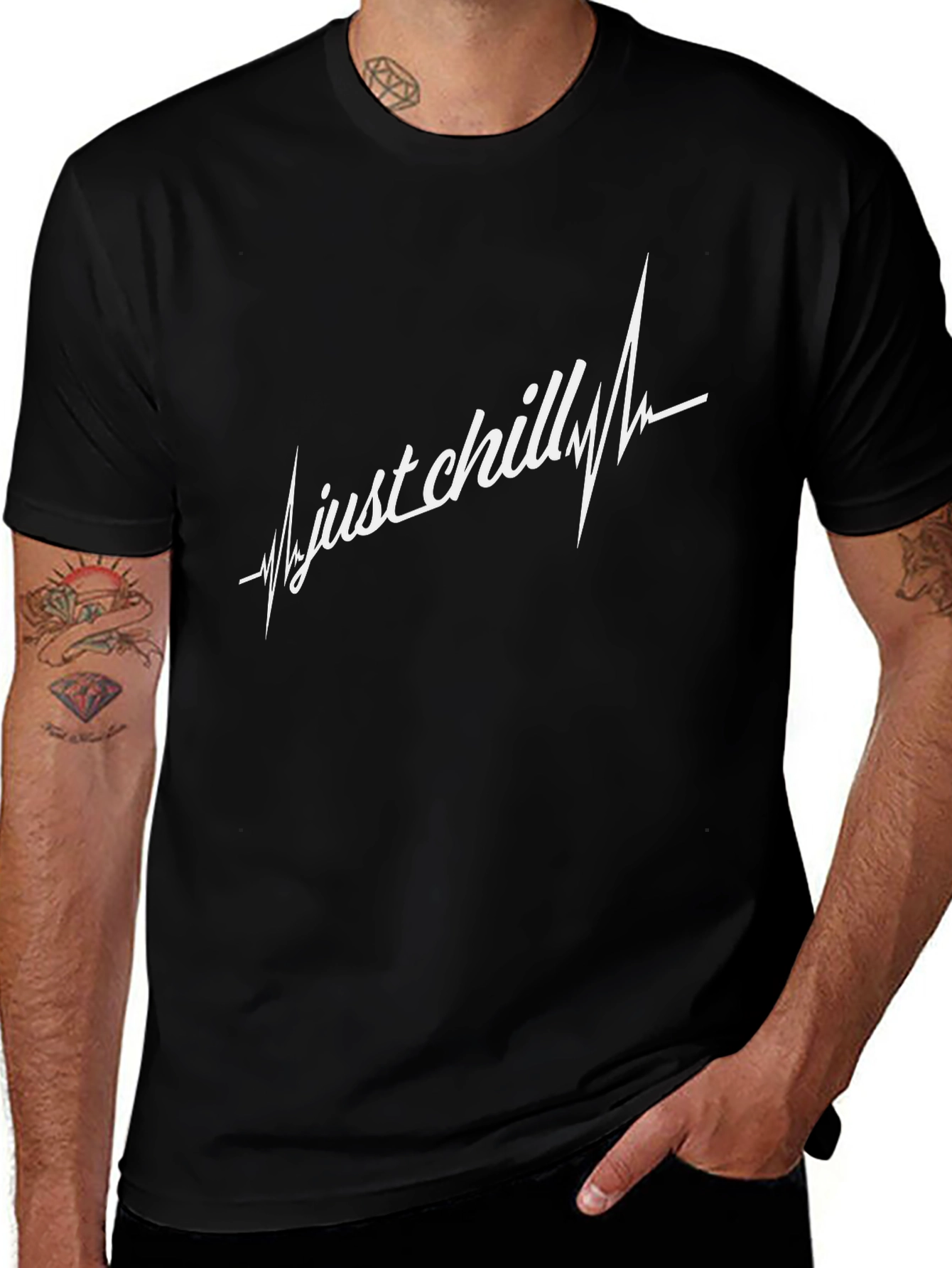 Just Chill T-Shirt - Black Crew Neck Tee