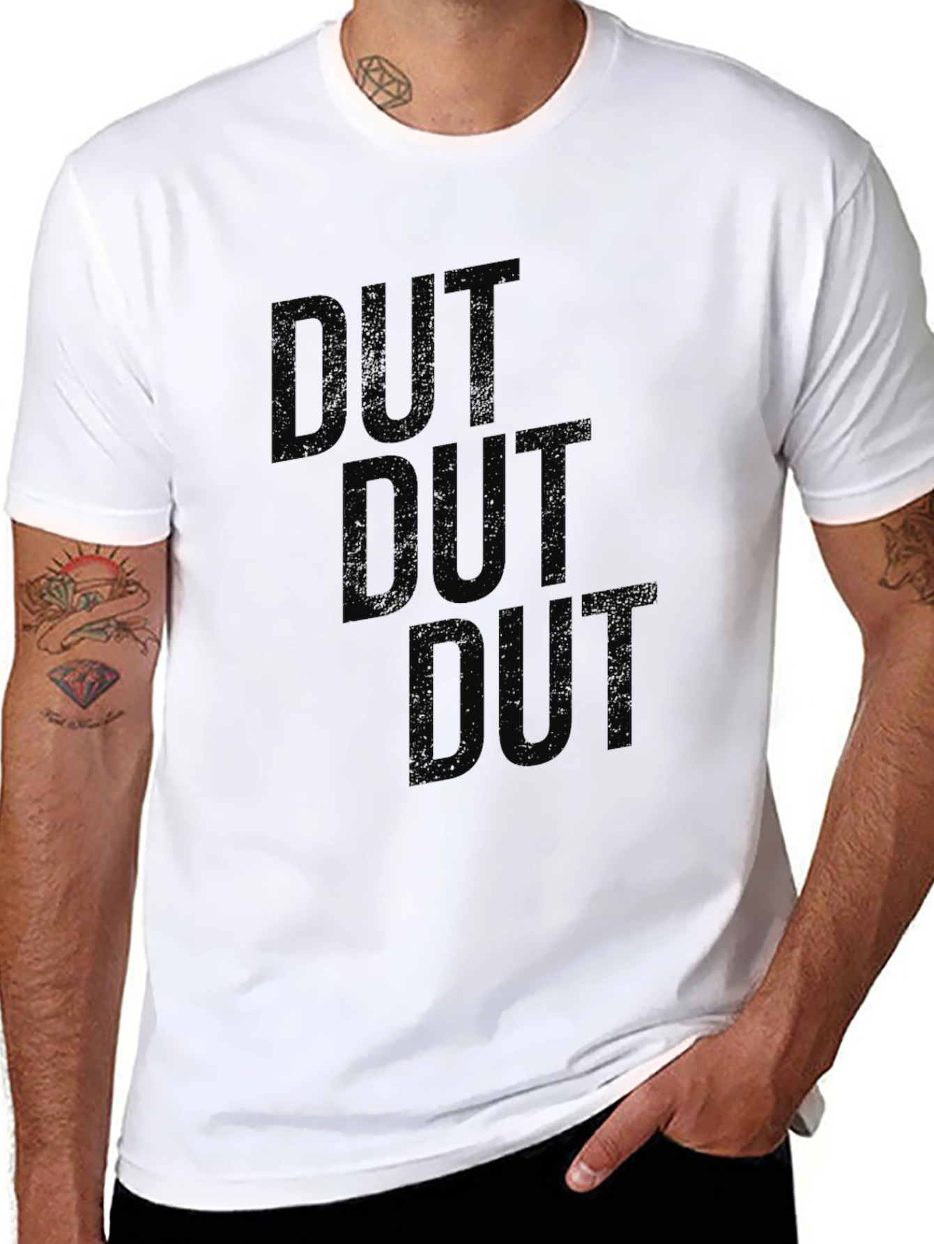 Dut Wordplay Graphic Black T-Shirt - Mens Casual Tee