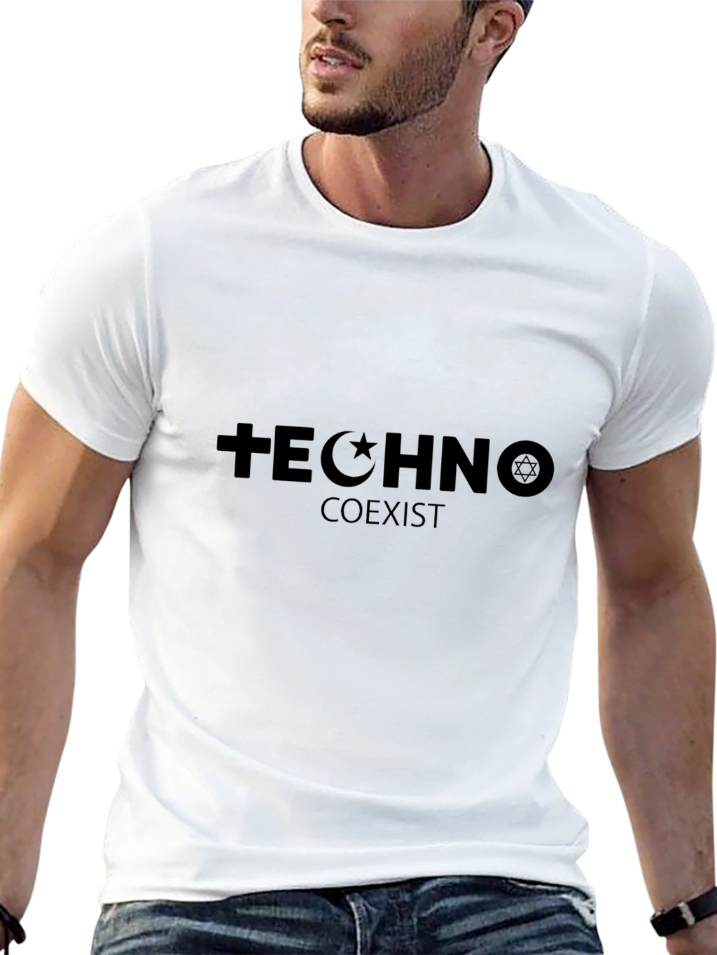 Techno Coexist Graphic T-Shirt - Black