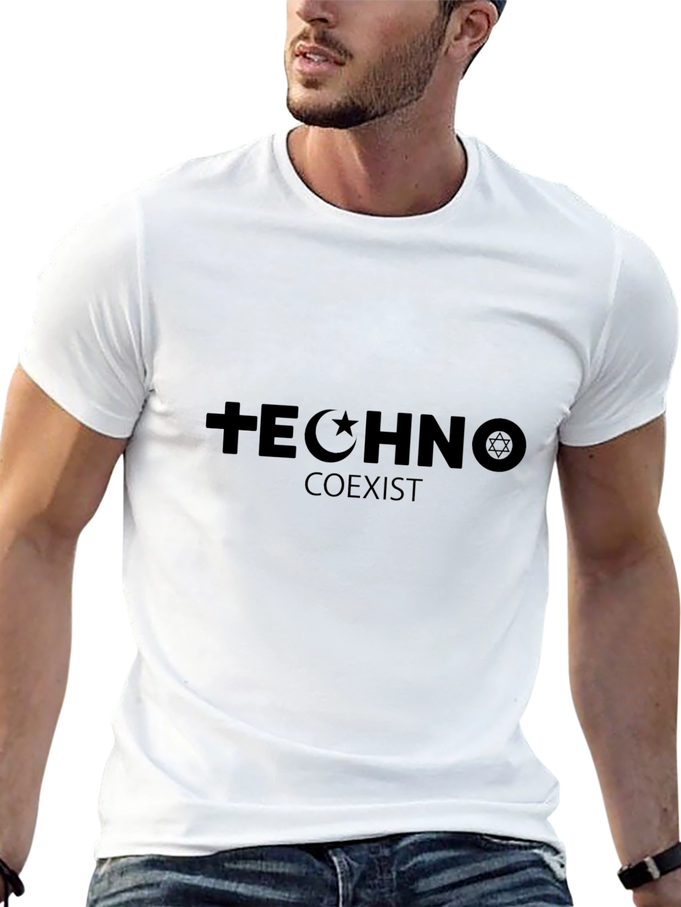 Techno Coexist Graphic T-Shirt - Black