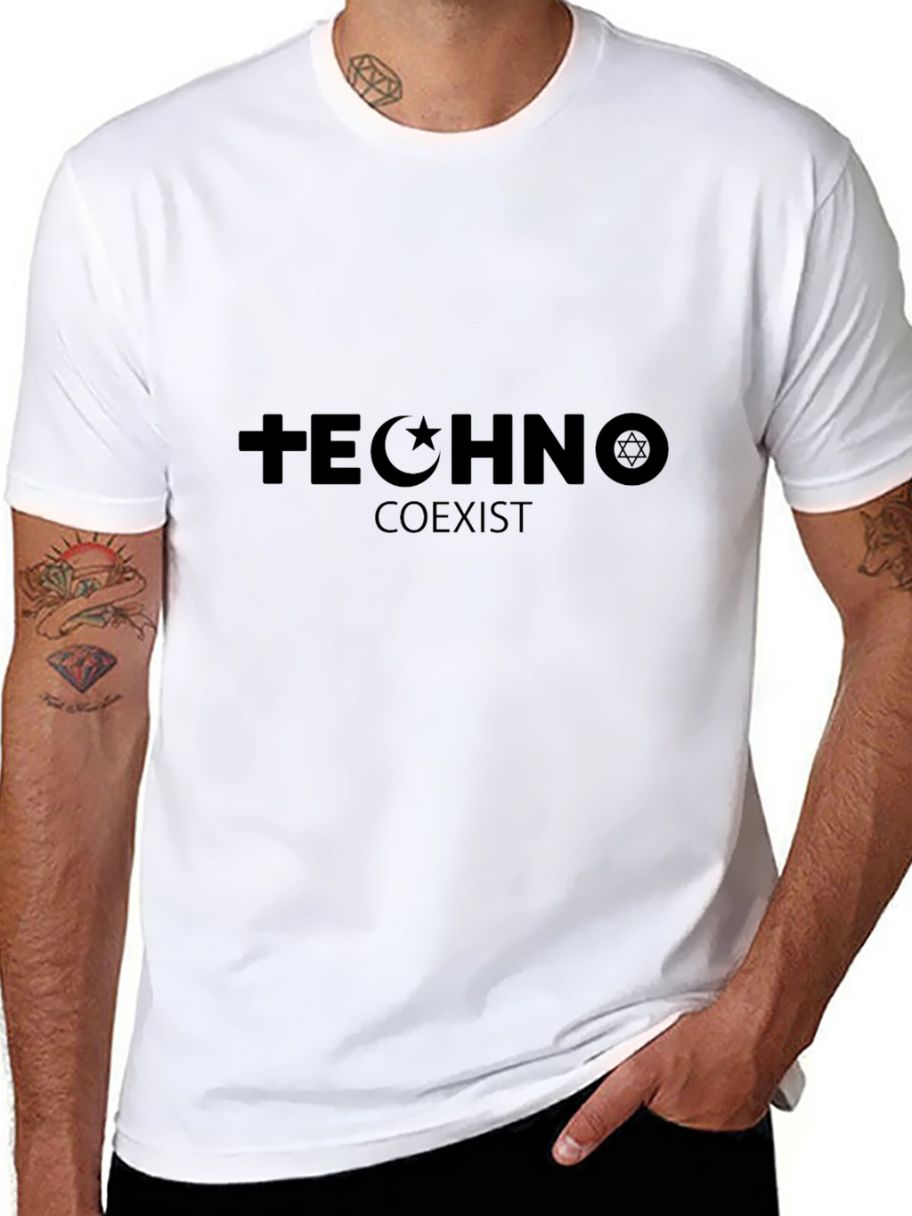 Techno Coexist Graphic T-Shirt - Black