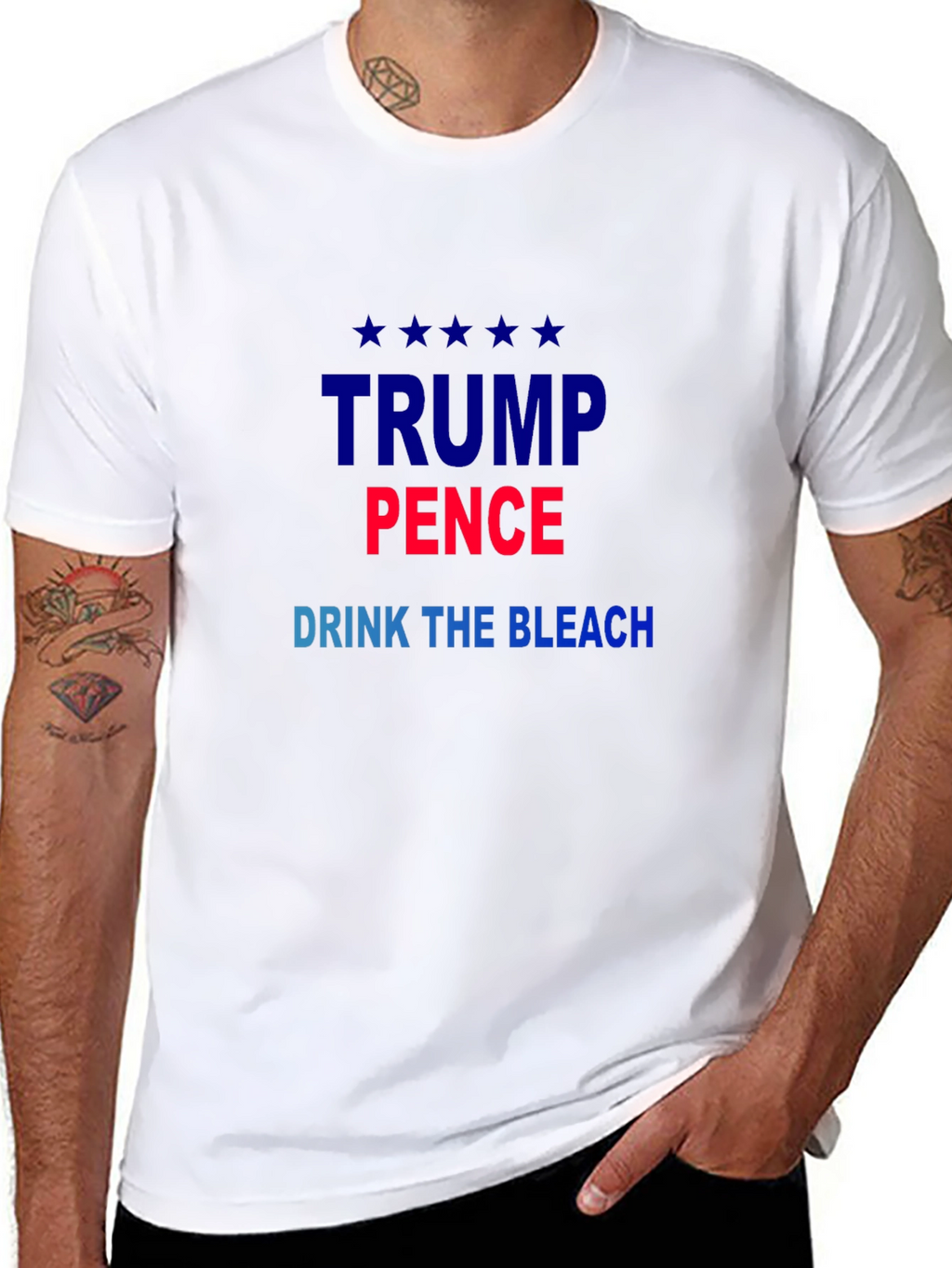 Political Sarcasm T-Shirt: Trump Pence Drink the Bleach