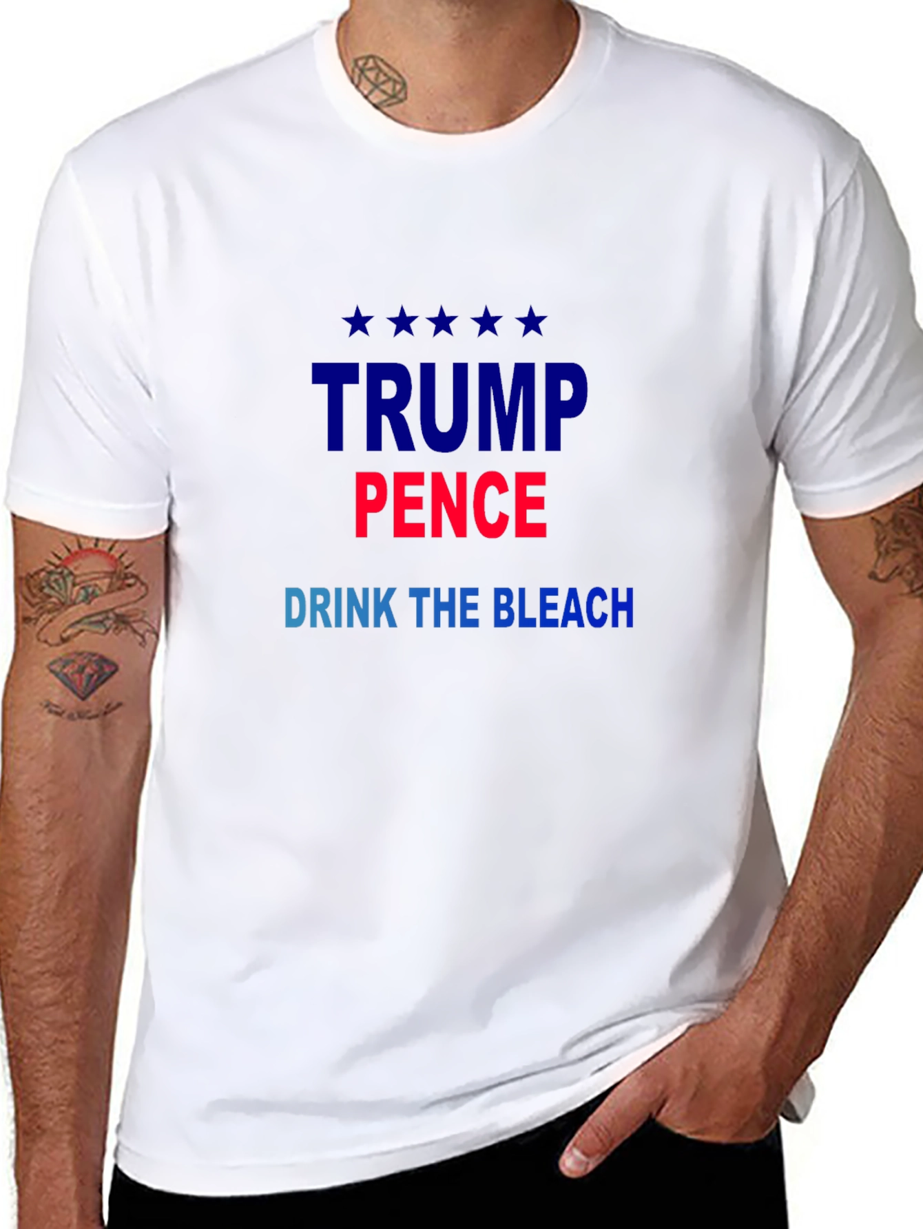 Political Sarcasm T-Shirt: Trump Pence Drink the Bleach