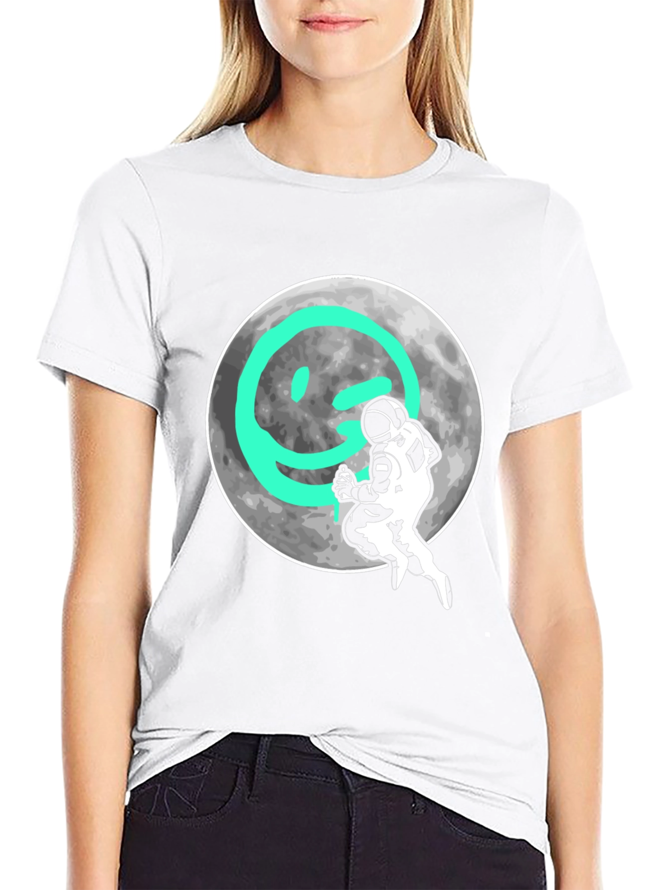 Astronaut Moon Smiley T-Shirt