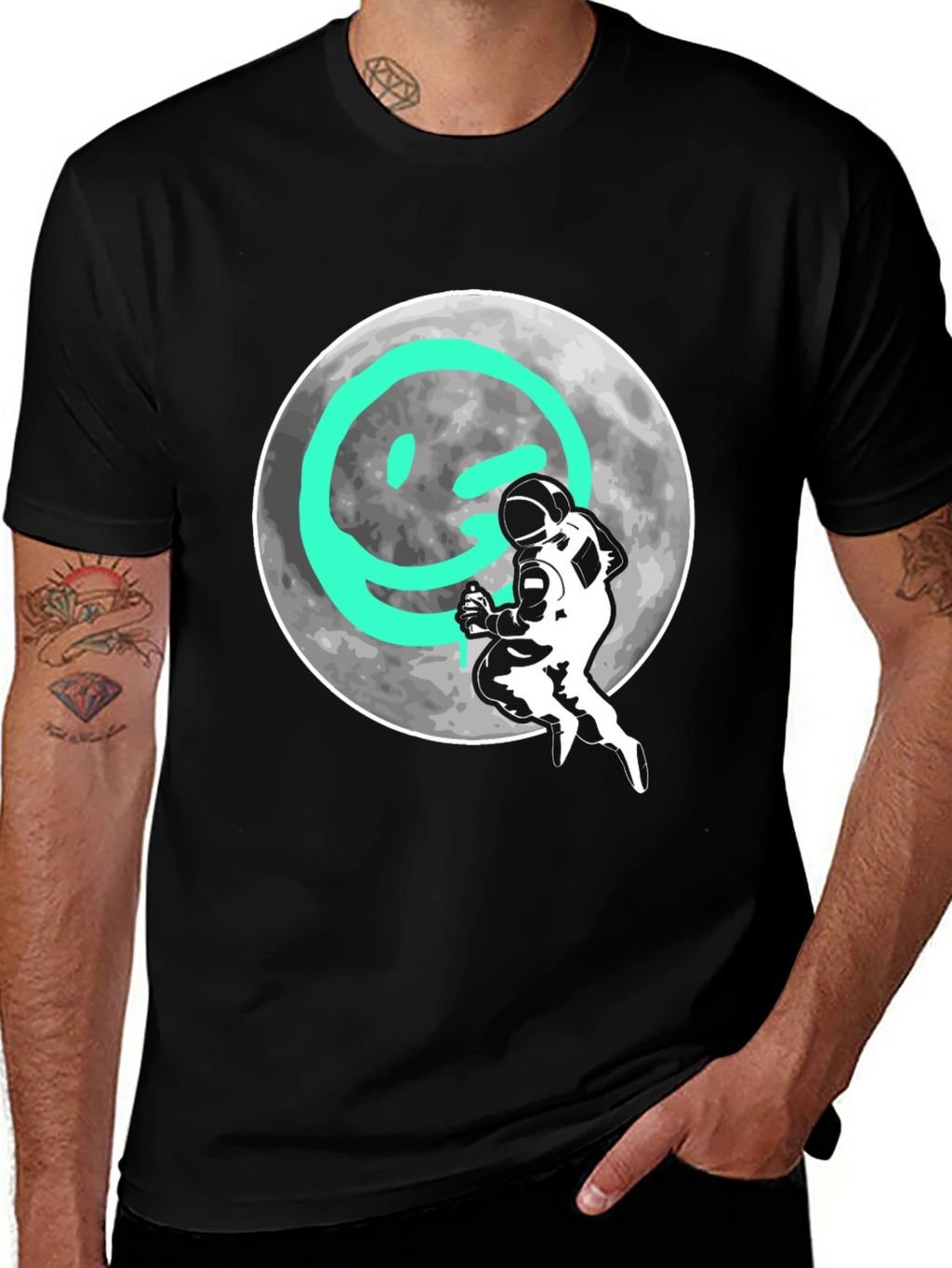 Astronaut Moon Smiley T-Shirt