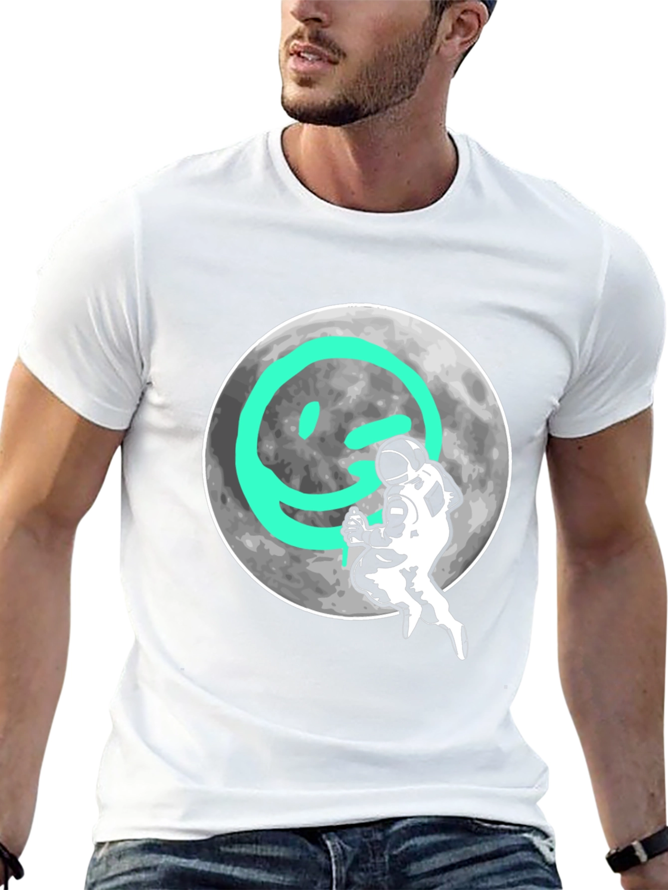 Astronaut Moon Smiley T-Shirt