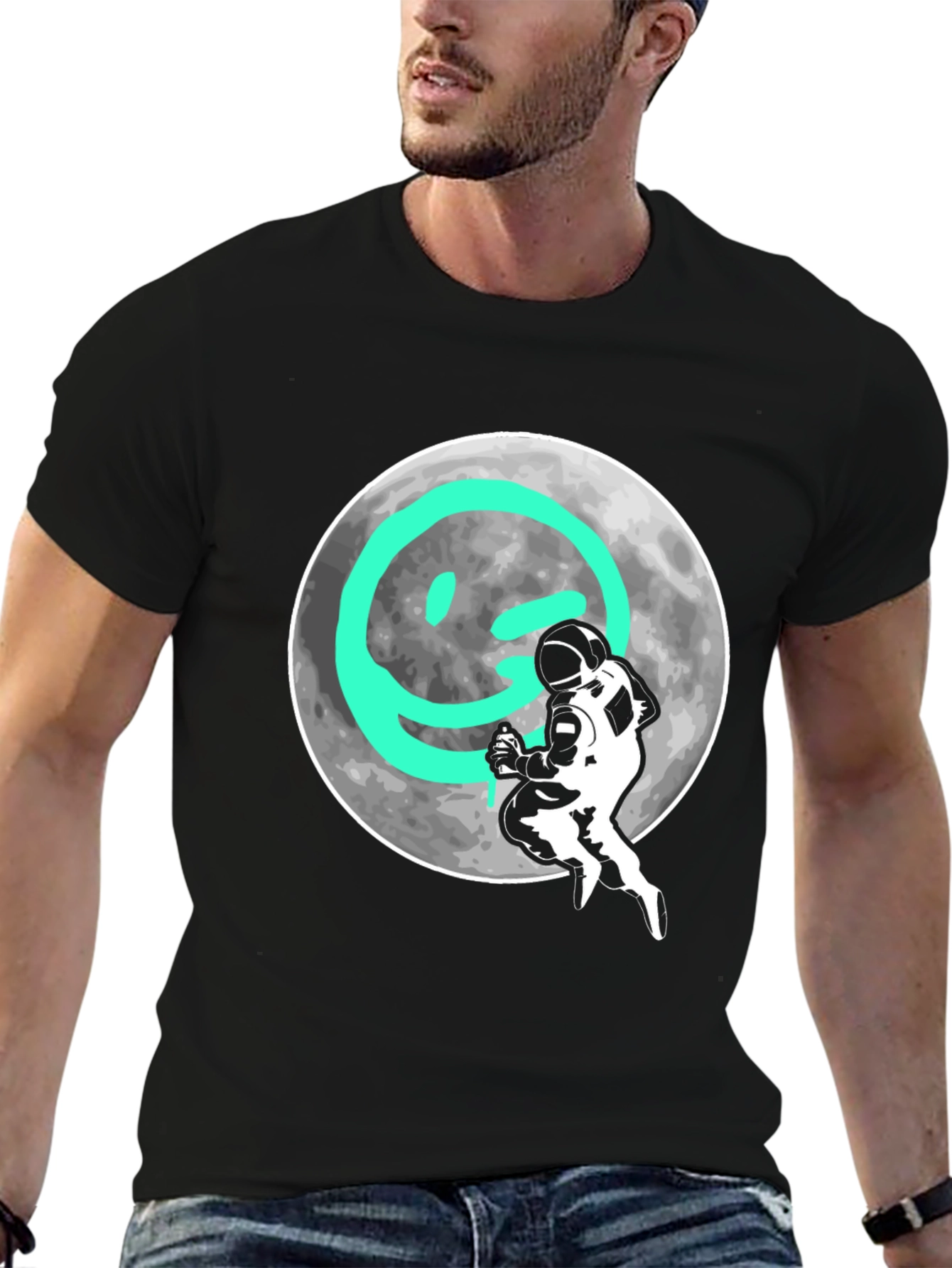 Astronaut Moon Smiley T-Shirt