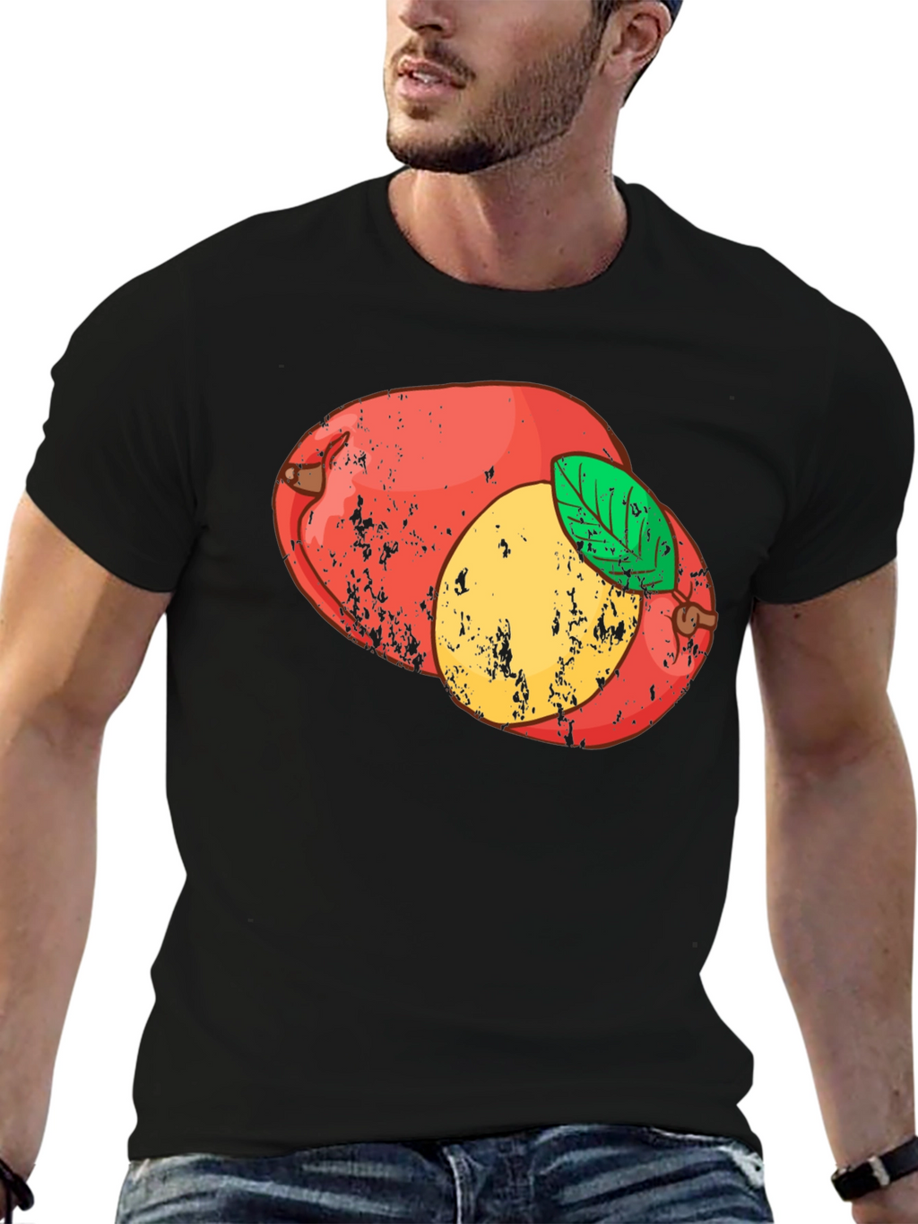 Retro Mango Graphic Tee - Black Cotton T-Shirt