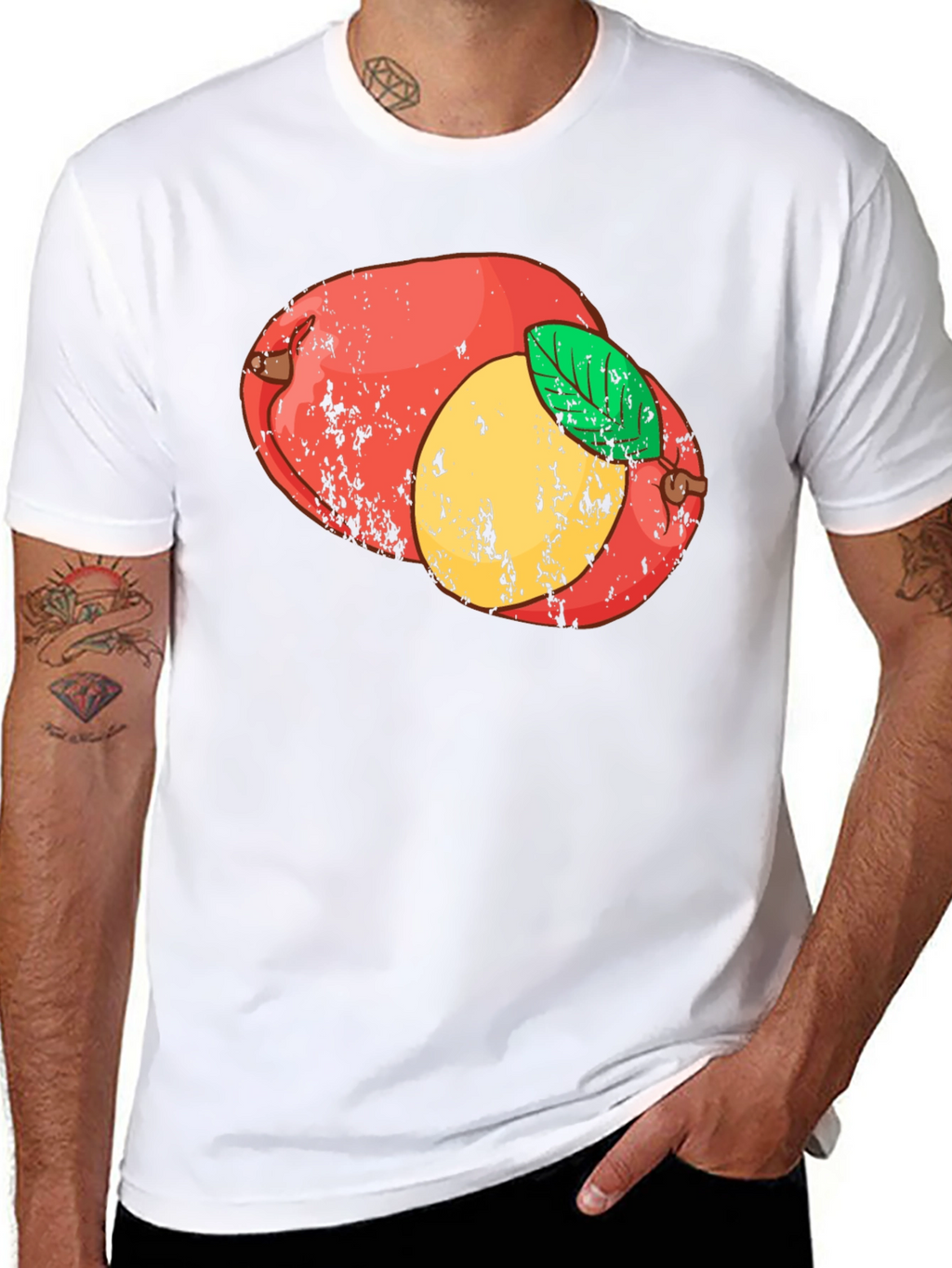 Retro Mango Graphic Tee - Black Cotton T-Shirt