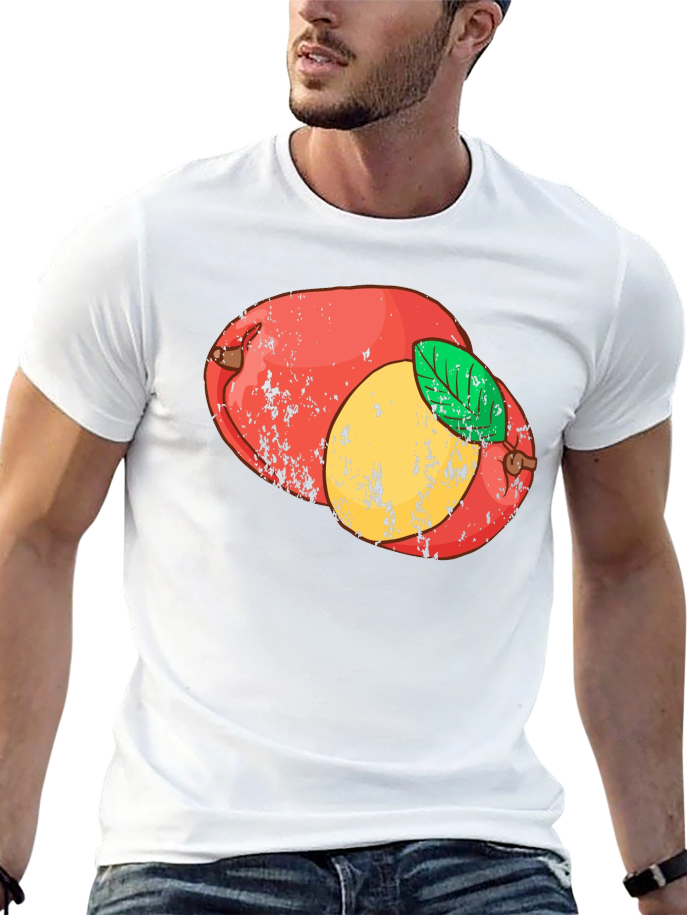 Retro Mango Graphic Tee - Black Cotton T-Shirt