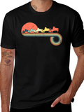 Retro Piano Player Sunset Graphic Tee