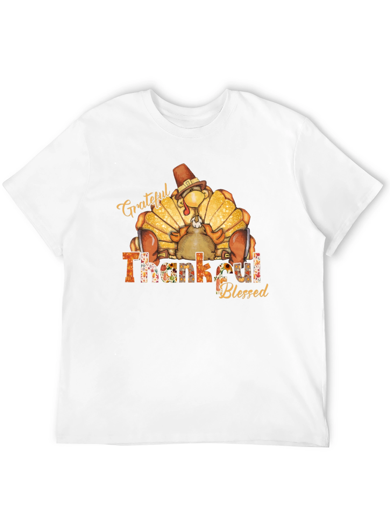 Grateful Thankful Blessed Turkey Thanksgiving T-Shirt
