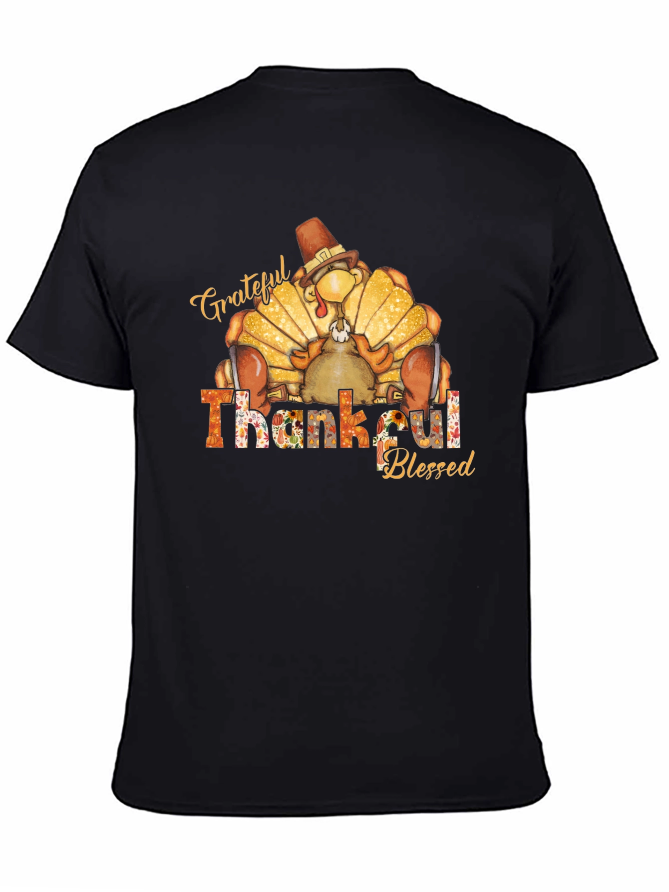 Grateful Thankful Blessed Turkey Thanksgiving T-Shirt