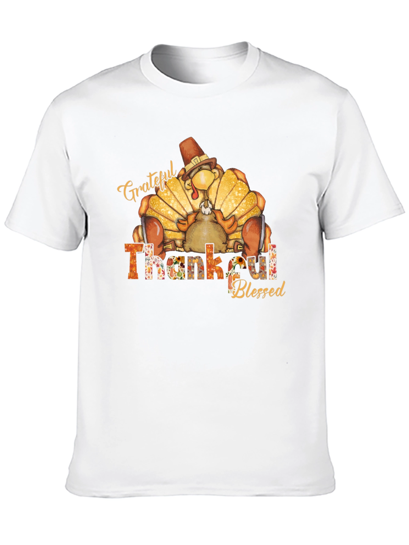 Grateful Thankful Blessed Turkey Thanksgiving T-Shirt