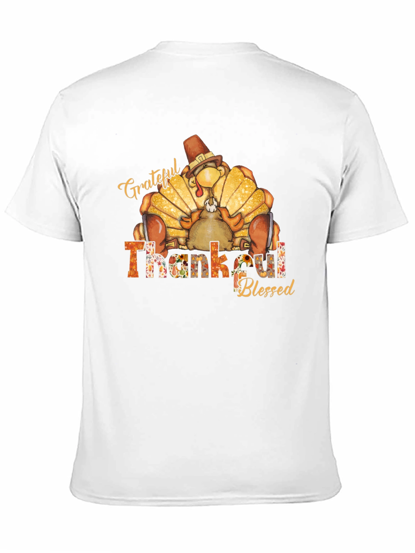 Grateful Thankful Blessed Turkey Thanksgiving T-Shirt