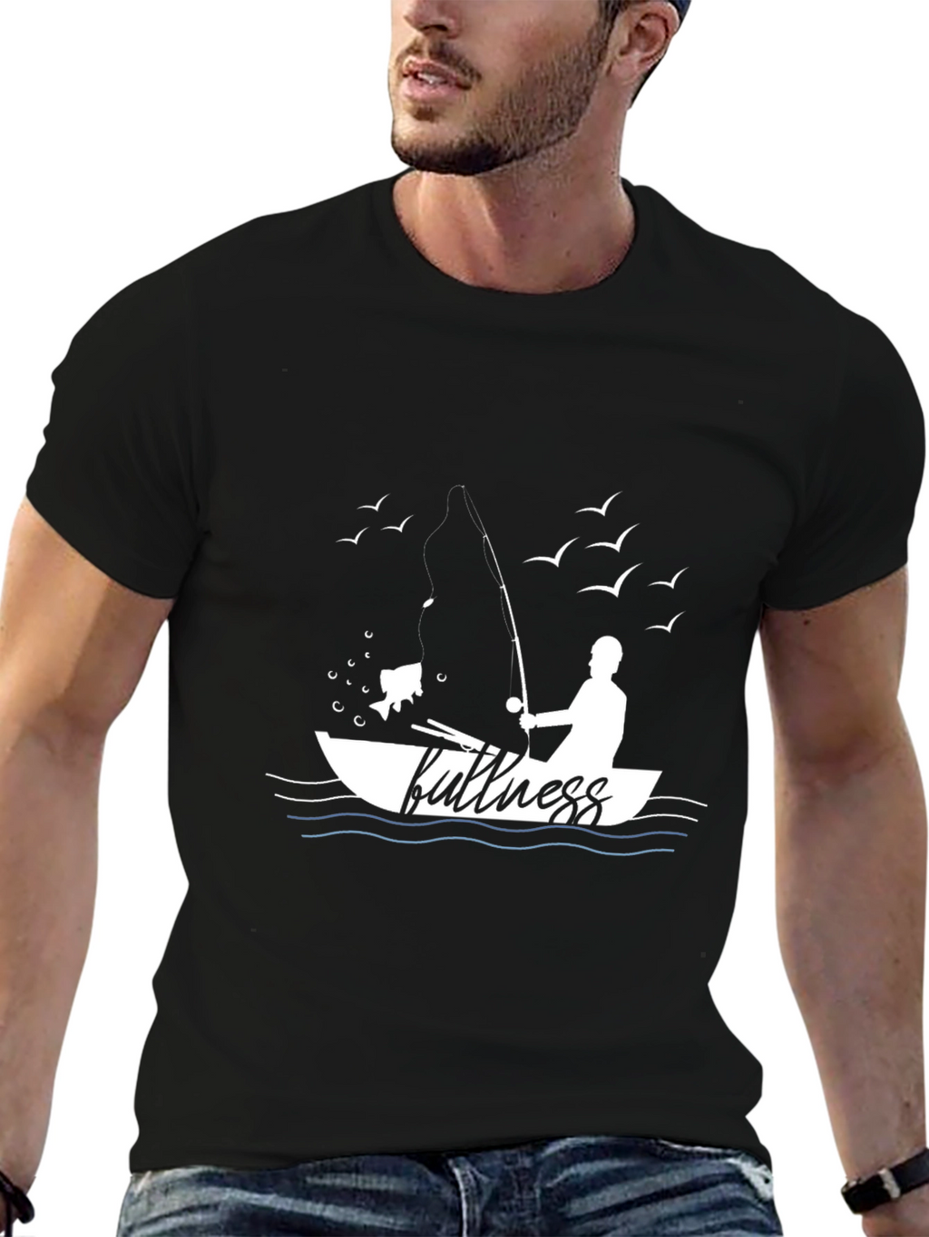 Fishing Fullness Black Graphic Tee