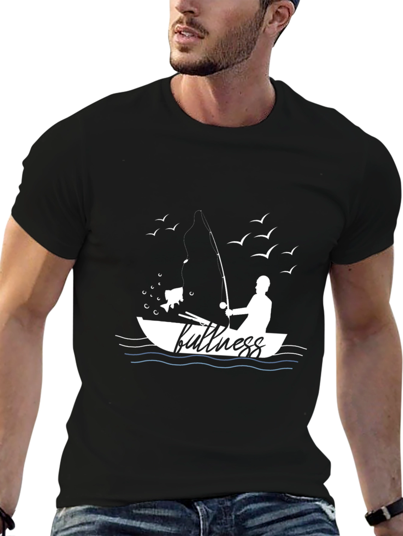 Fishing Fullness Black Graphic Tee