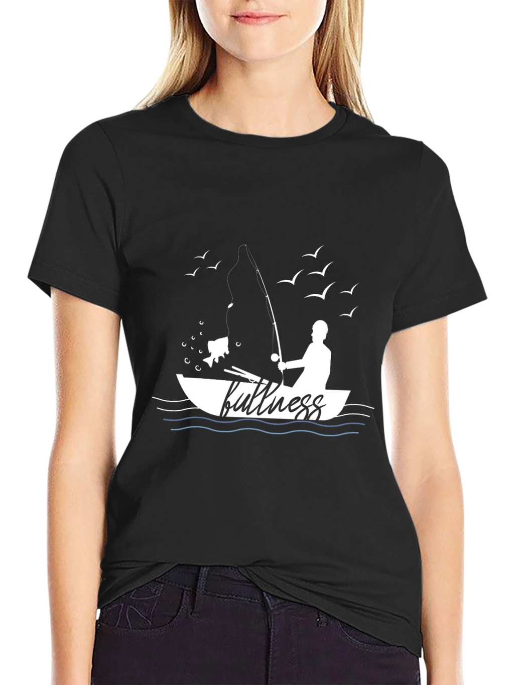 Fishing Fullness Black Graphic Tee