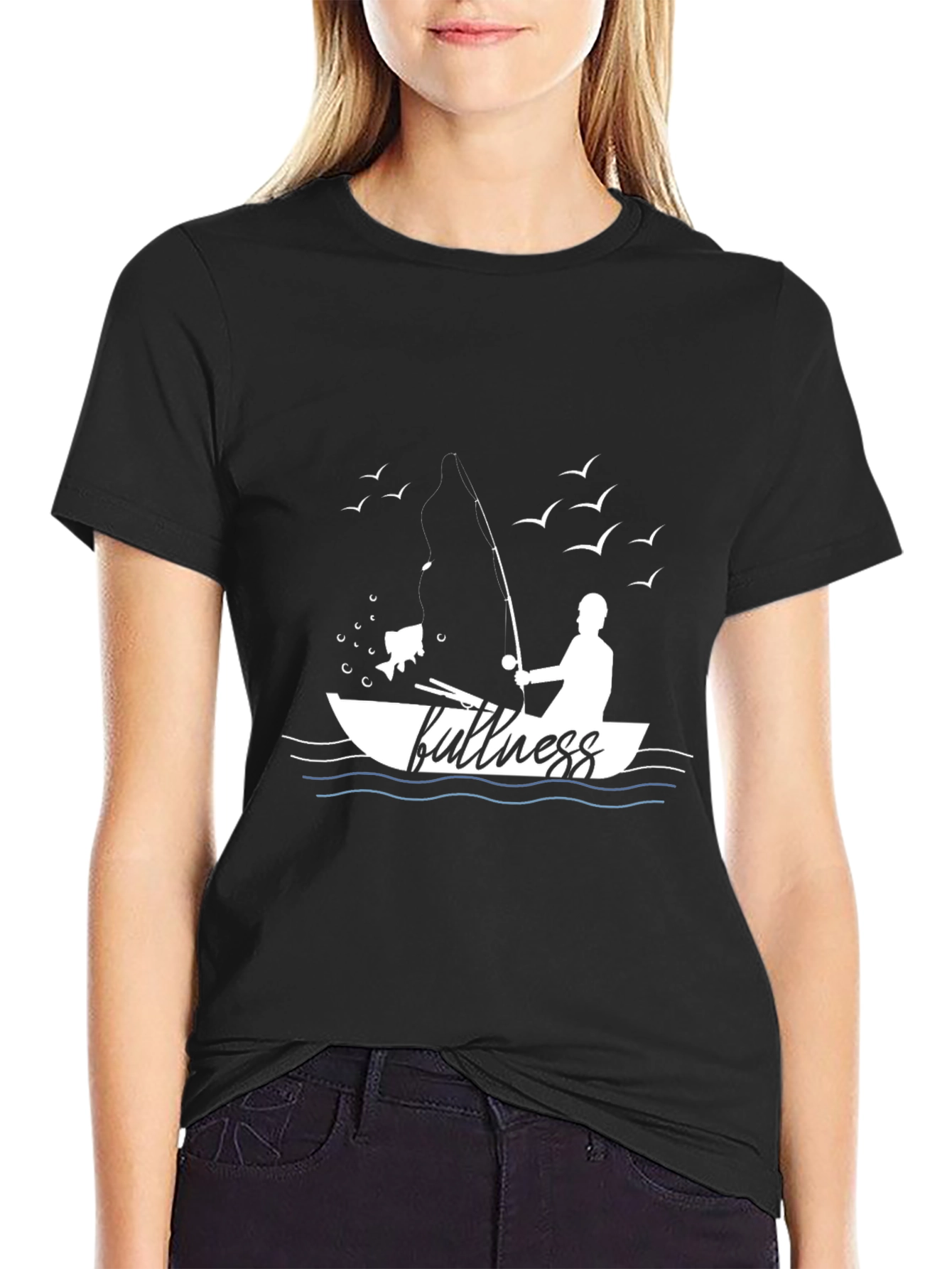 Fishing Fullness Black Graphic Tee