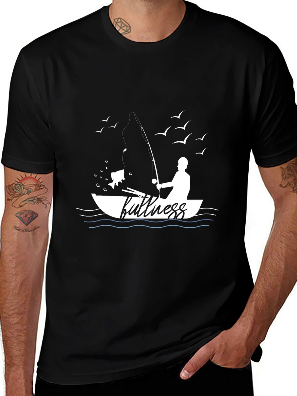 Fishing Fullness Black Graphic Tee
