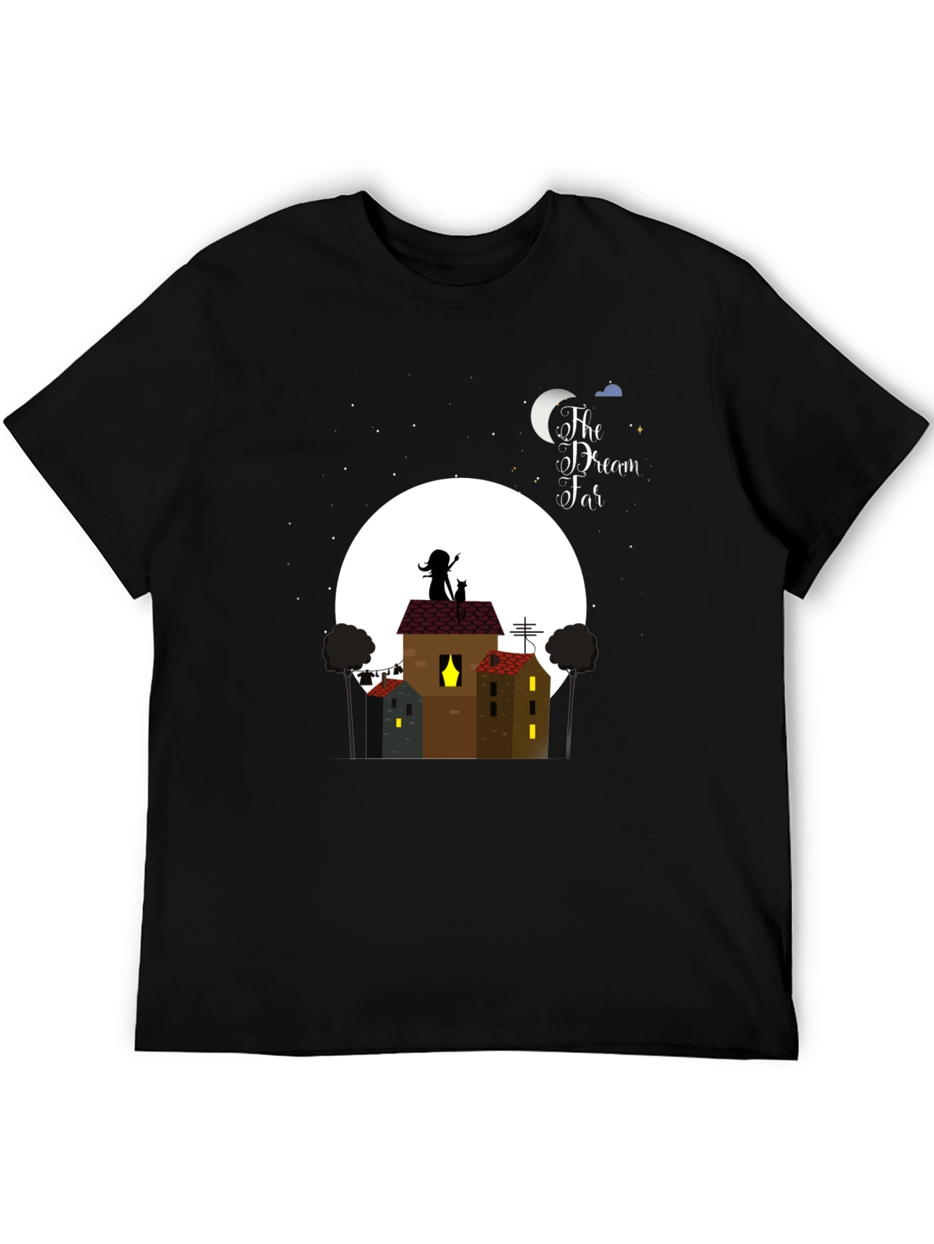 Dream Far T-Shirt - Nighttime Rooftop Design