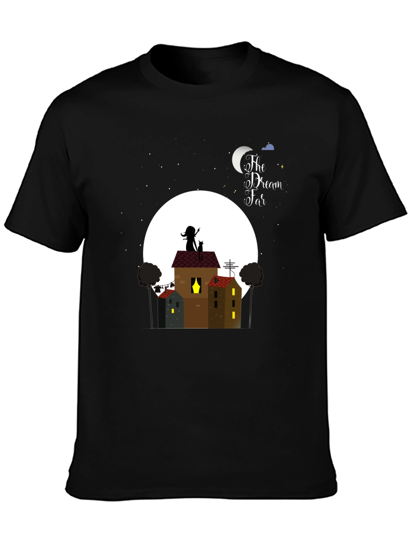 Dream Far T-Shirt - Nighttime Rooftop Design