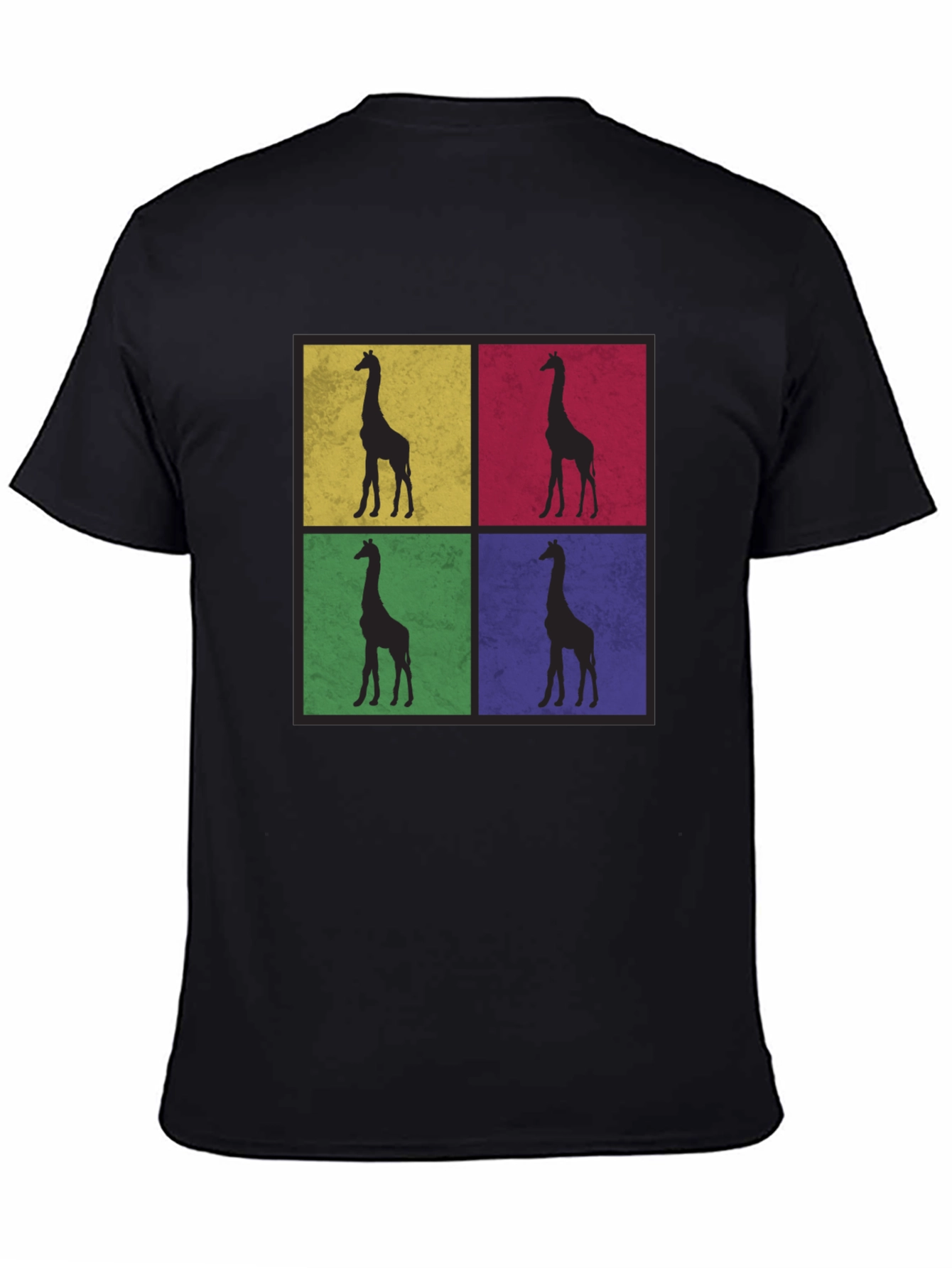 Giraffe Pop Art Black T-Shirt