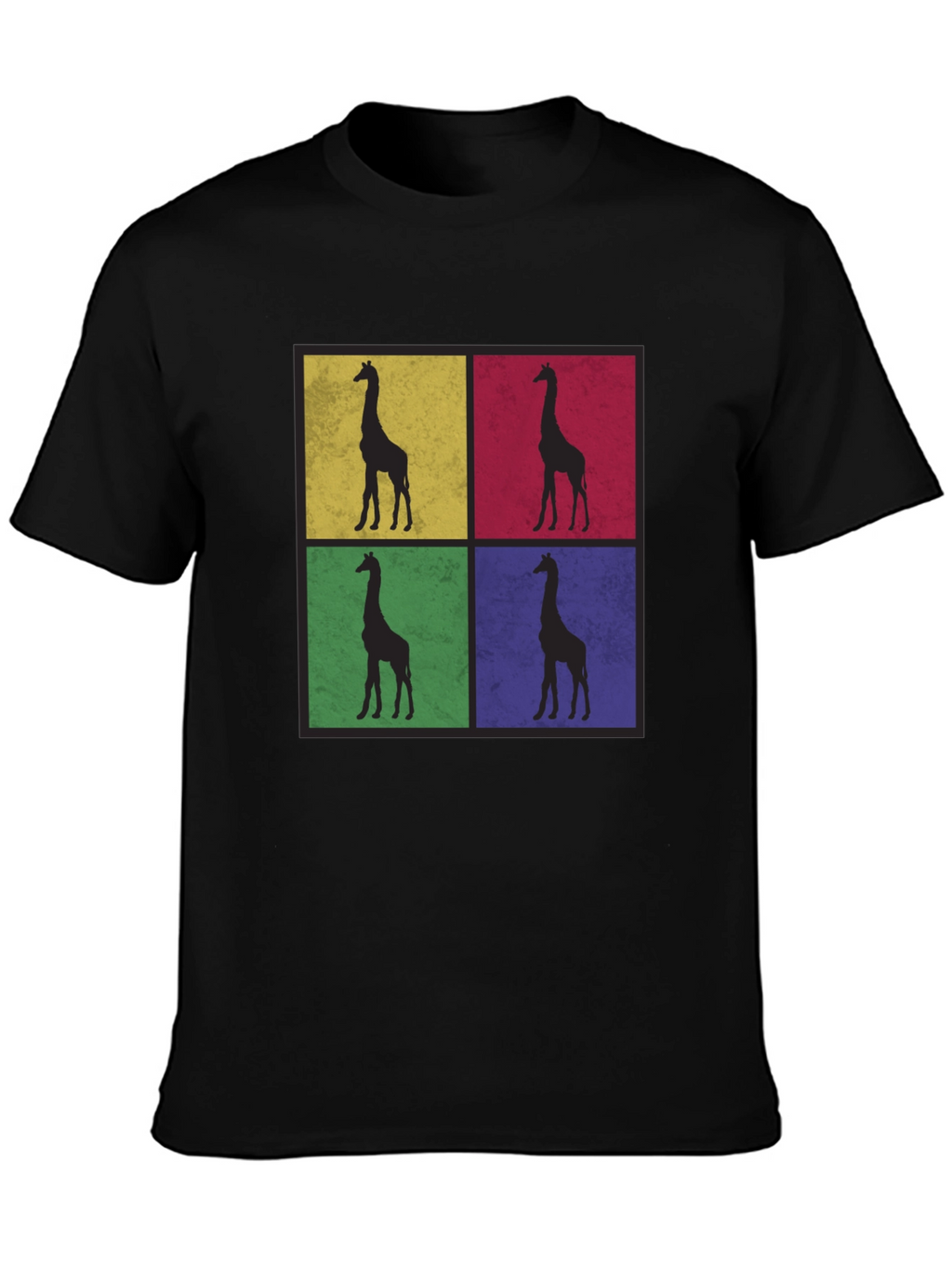 Giraffe Pop Art Black T-Shirt