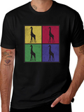 Giraffe Pop Art Black T-Shirt