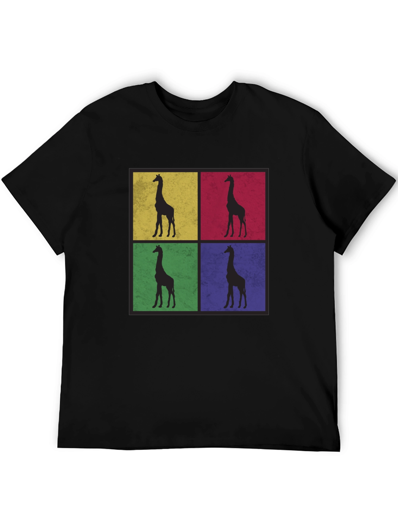 Giraffe Pop Art Black T-Shirt