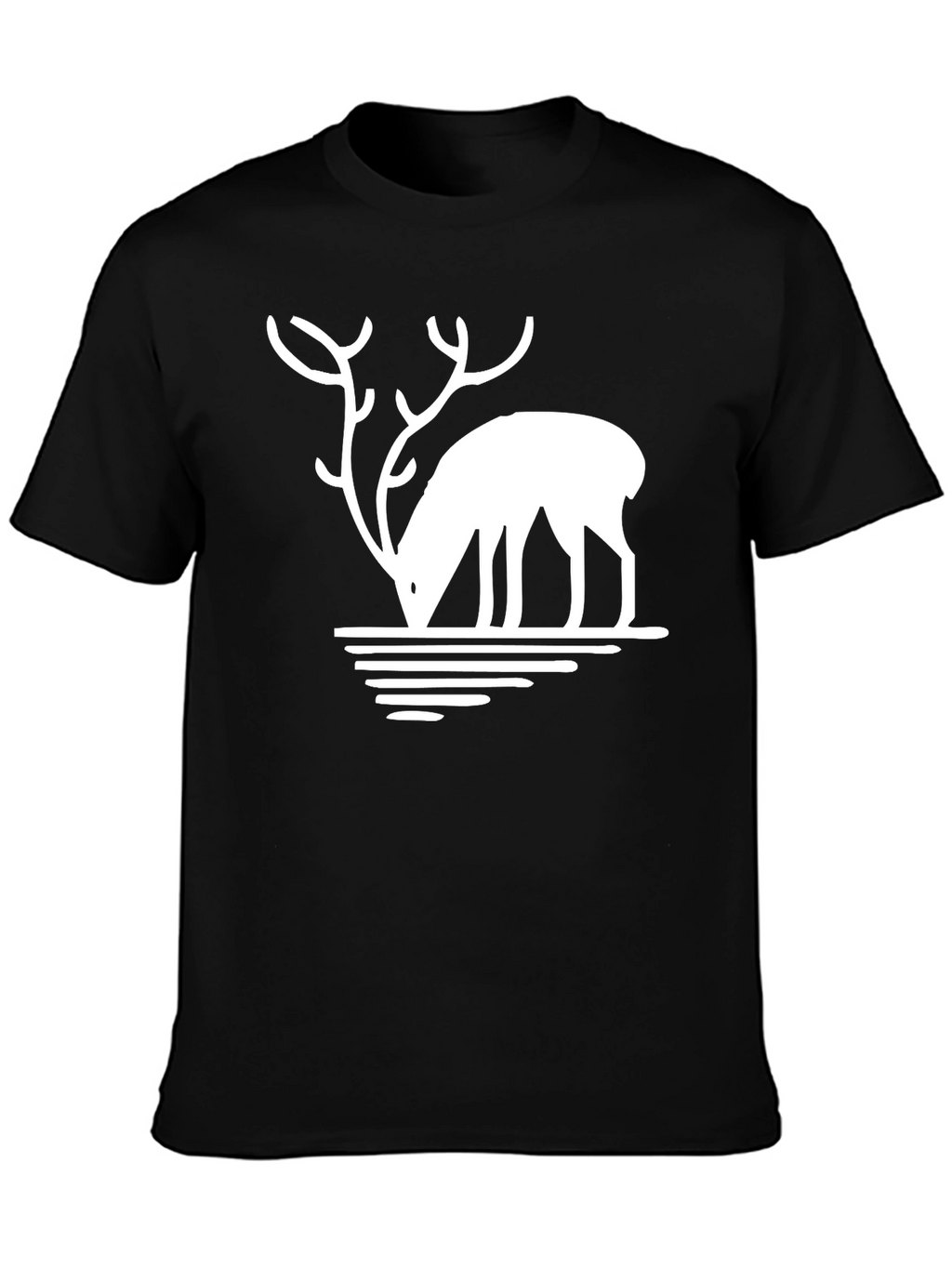 Deer Silhouette Graphic Tee - Black Casual T-Shirt