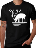 Deer Silhouette Graphic Tee - Black Casual T-Shirt