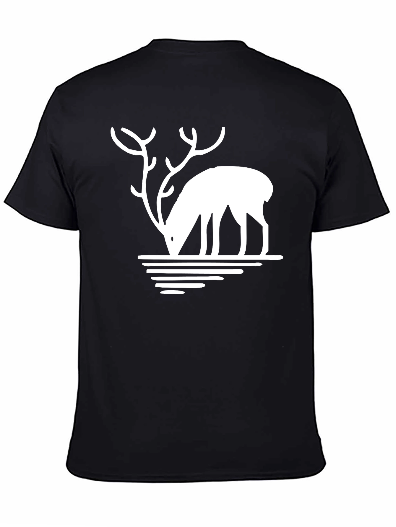 Deer Silhouette Graphic Tee - Black Casual T-Shirt