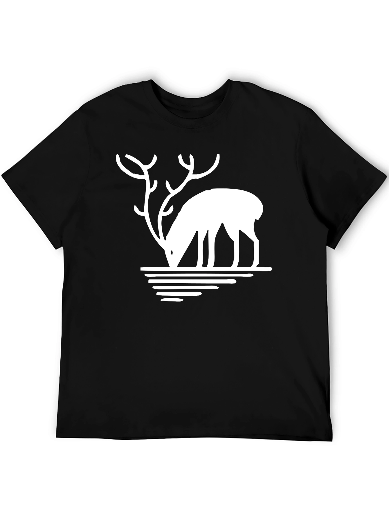 Deer Silhouette Graphic Tee - Black Casual T-Shirt